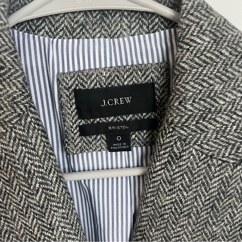 J Crew Bristol Blazer Jacket in Graphite Herringbone Wool Women's Size 0 - Picture 6 of 10